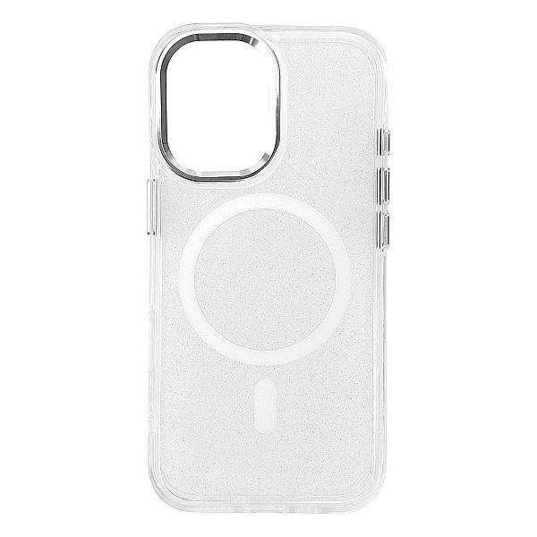 Etui Glitter Case MagSafe na iPhone 16 Plus - białe z brokatem
