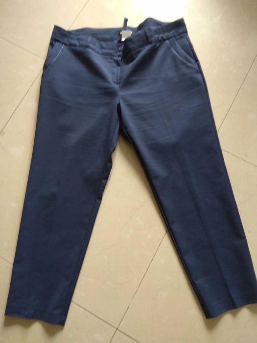 EXELL MODA eleganckie spodnie 50 granatowe 108cm pas