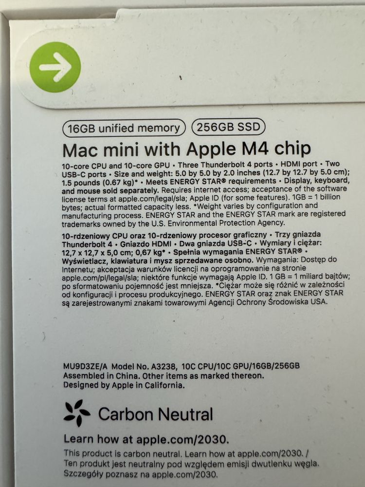 Mac mini apple M4 256 GB