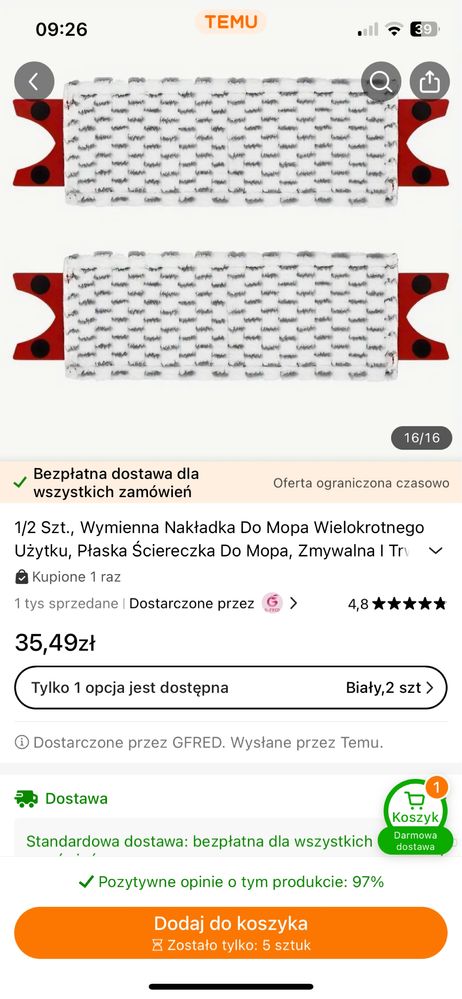 Zamiennik nakładek do mopa Vileda