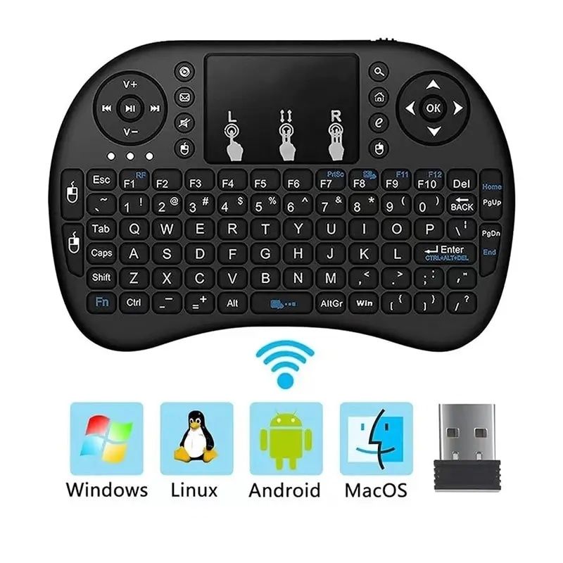 Teclado sem fio 18, 2.4GHz, Mini, Touchpad, Mouse, rato