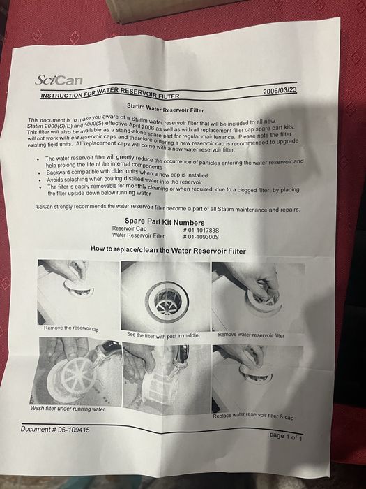 Фільтр для касетного стерилізатору SciCam Statim