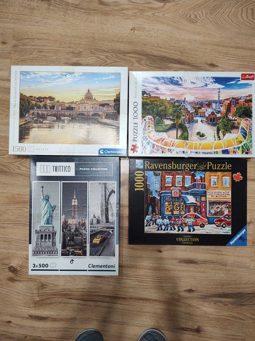 zestaw puzzli 4 paczki od 500 do 1500 elementów