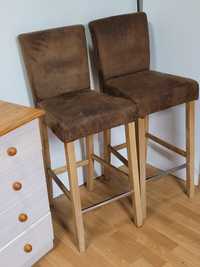Krzesła barowe dębowe tapicerowane hokery