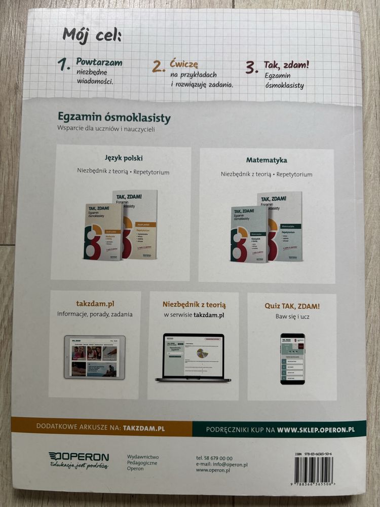 TAK, ZDAM! Repetytorium egzamin ósmoklasisty, matematyka, operon