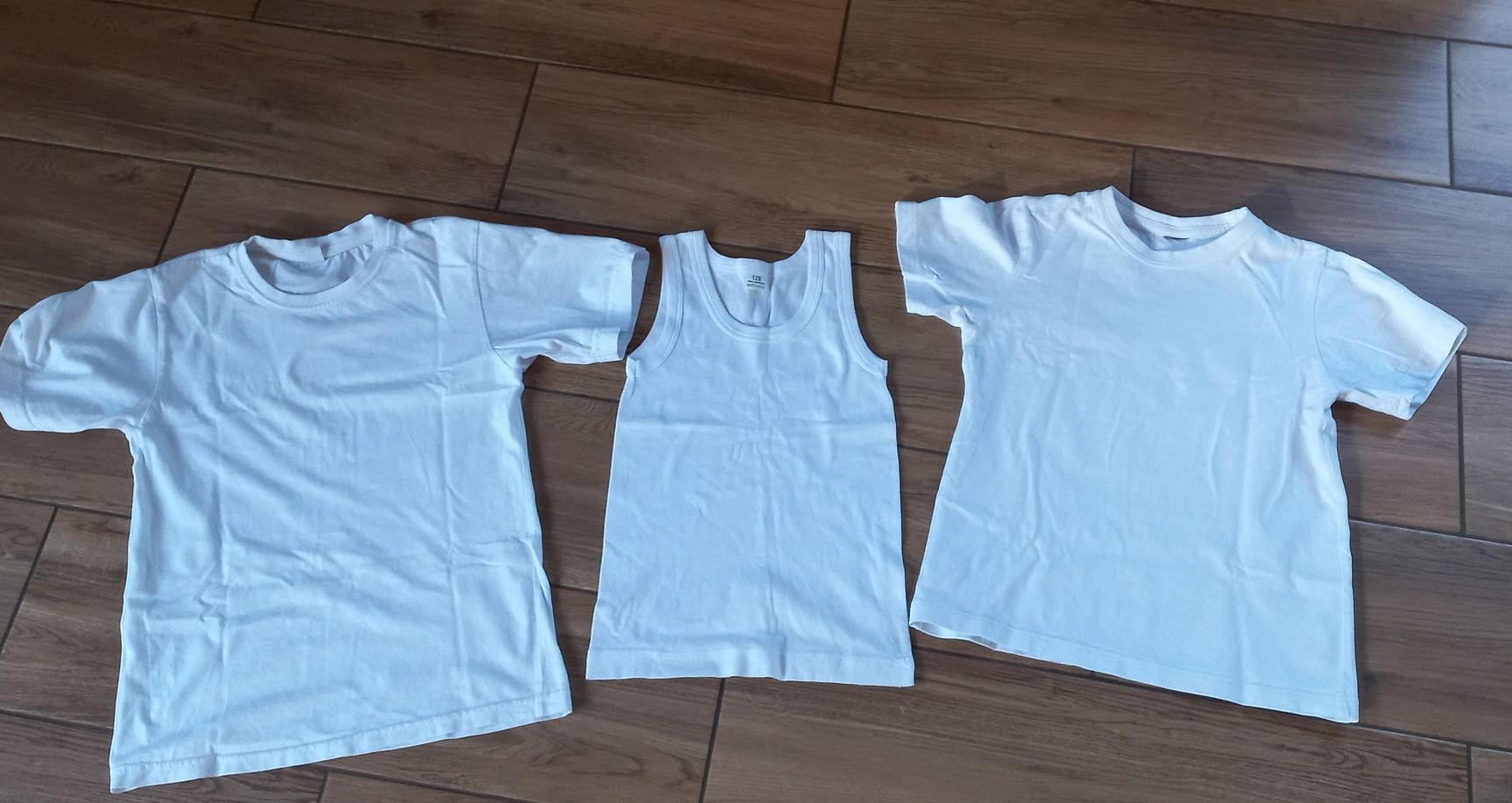 T-shirt biały 2 szt i podkoszulka r 122-128
