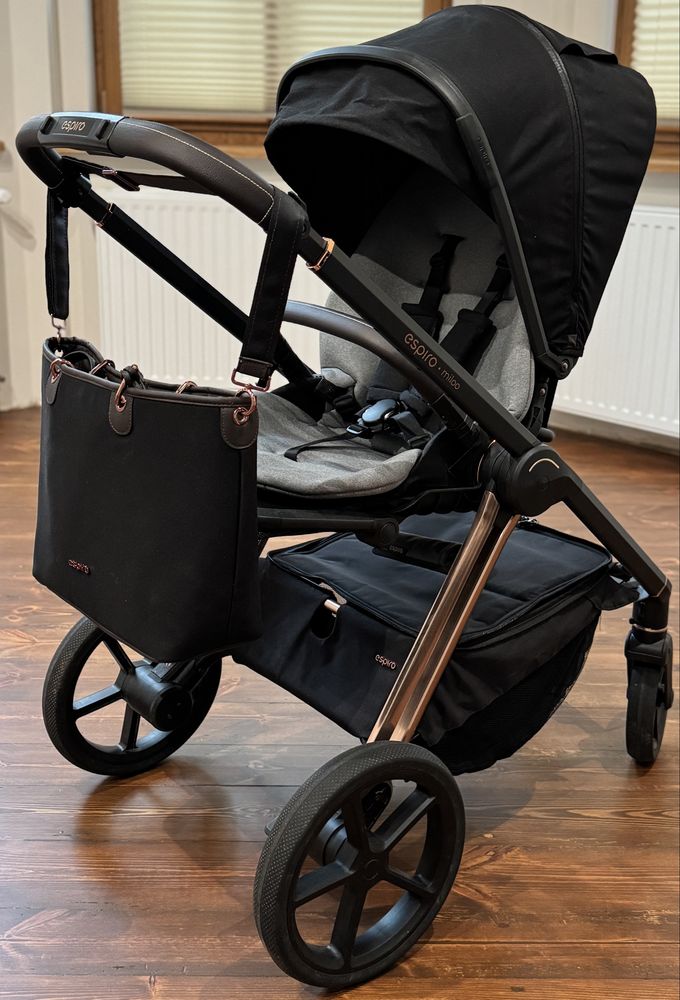 Wózek Espiro Miloo 2w1 Kolekcja 2024 Diamond Black Czarny