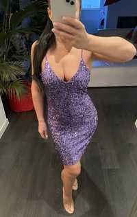 Платье паетки коктейльное   фиолетовое