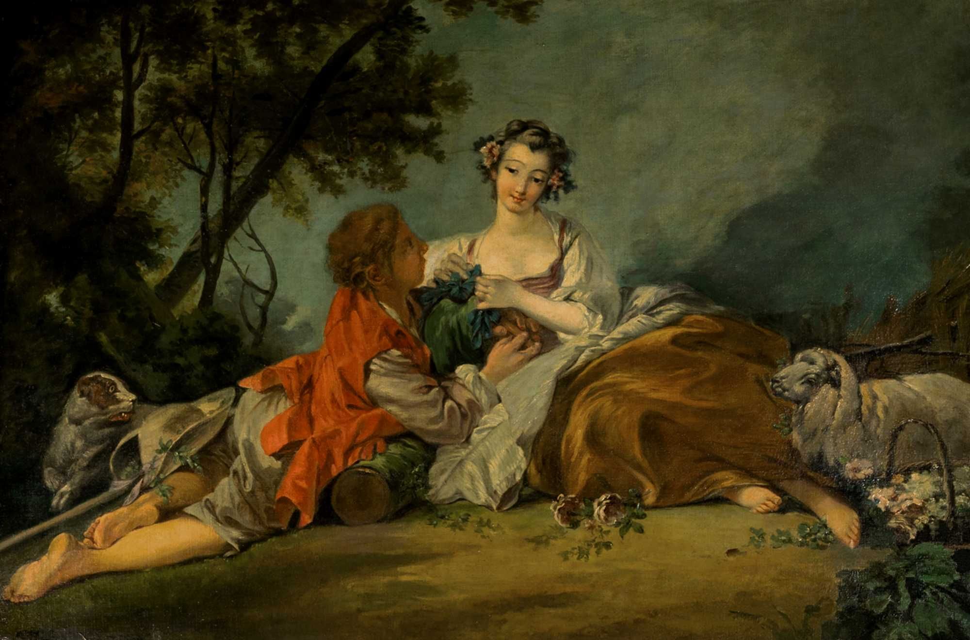 Pintura casal amor Romantismo Escola Fragonard | século XIX