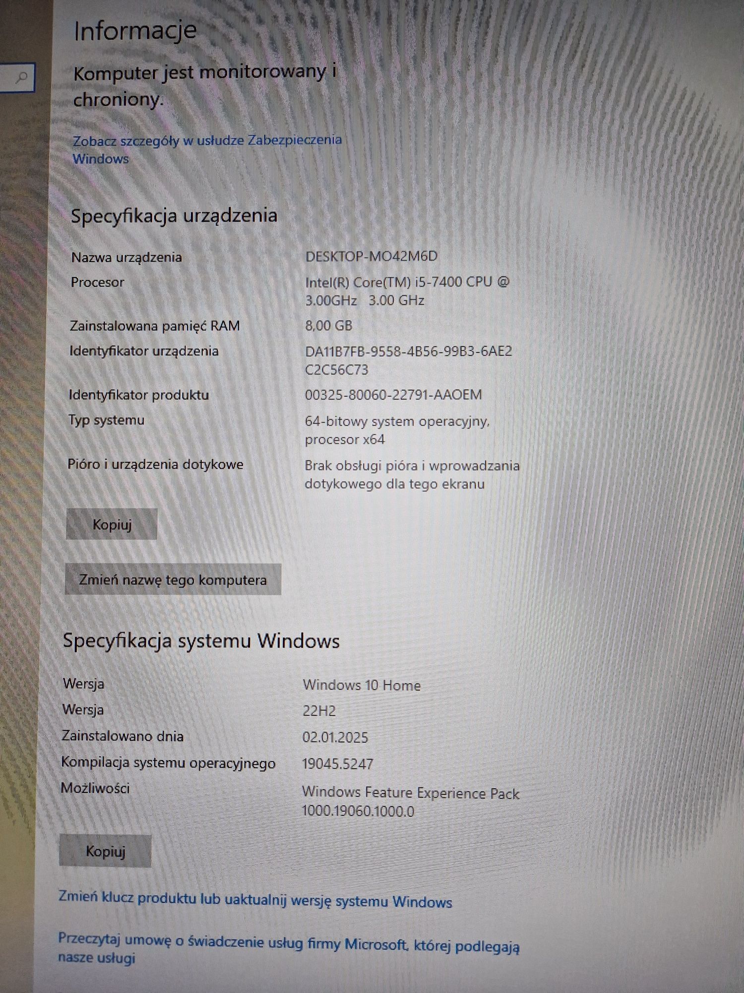 Komputer intel core i5, 8GB RAM, Windows 10