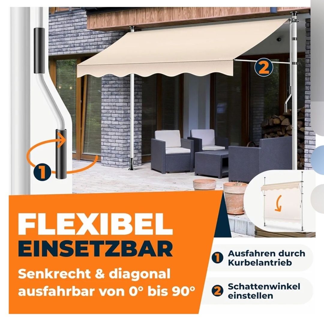 KESSER® Markiza zaciskowa z korbą ręczną i łańcuchem