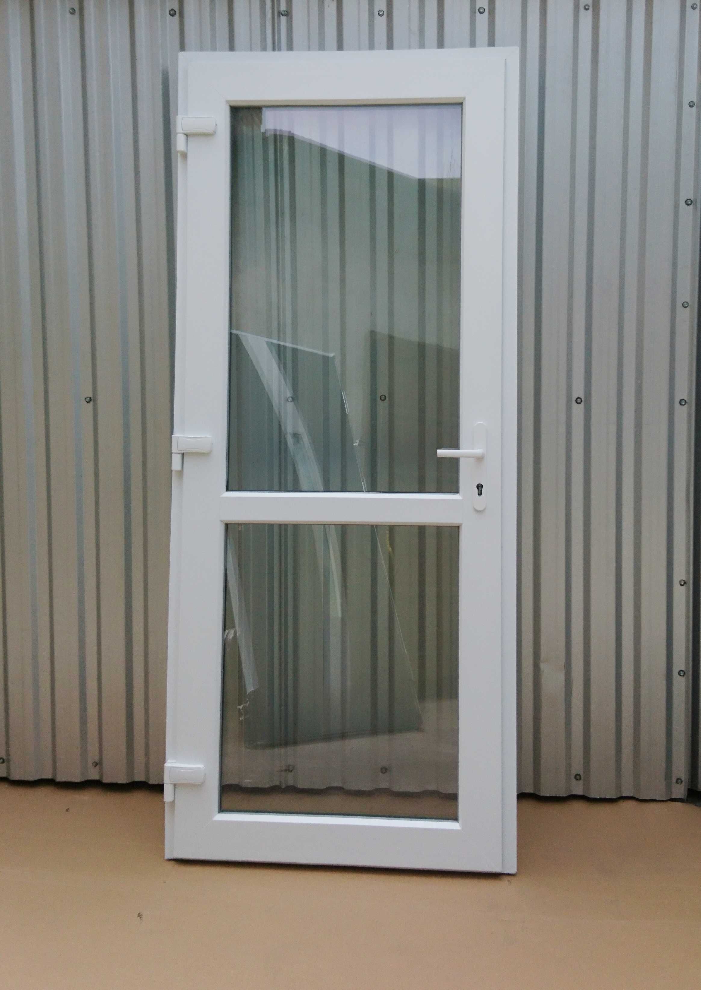 Drzwi PCV 90x210 sklepowe białe zewnętrzne RÓŻNE ROZMIARY OD RĘKI nowe