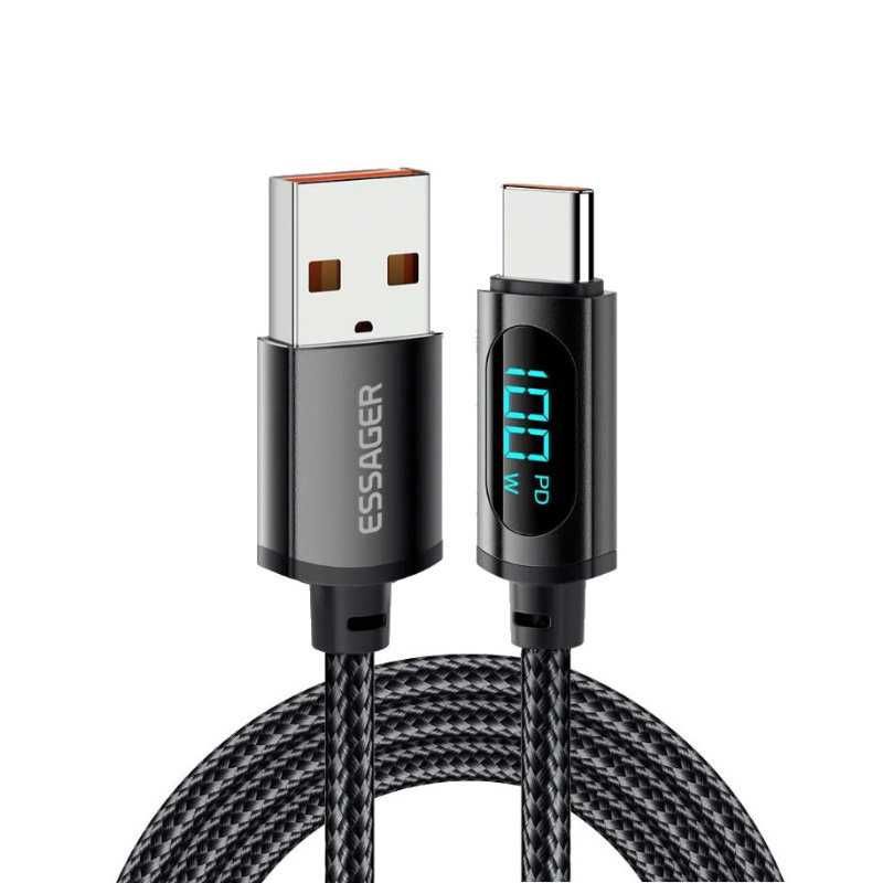 Kabel Ładowania 2m - Wyświetlacz LED - USB do USB-C - Przewód Essager