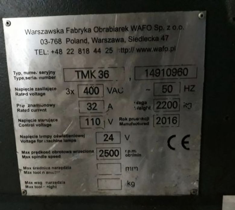 Tokarka CNC WAFO TMK36 Polska
