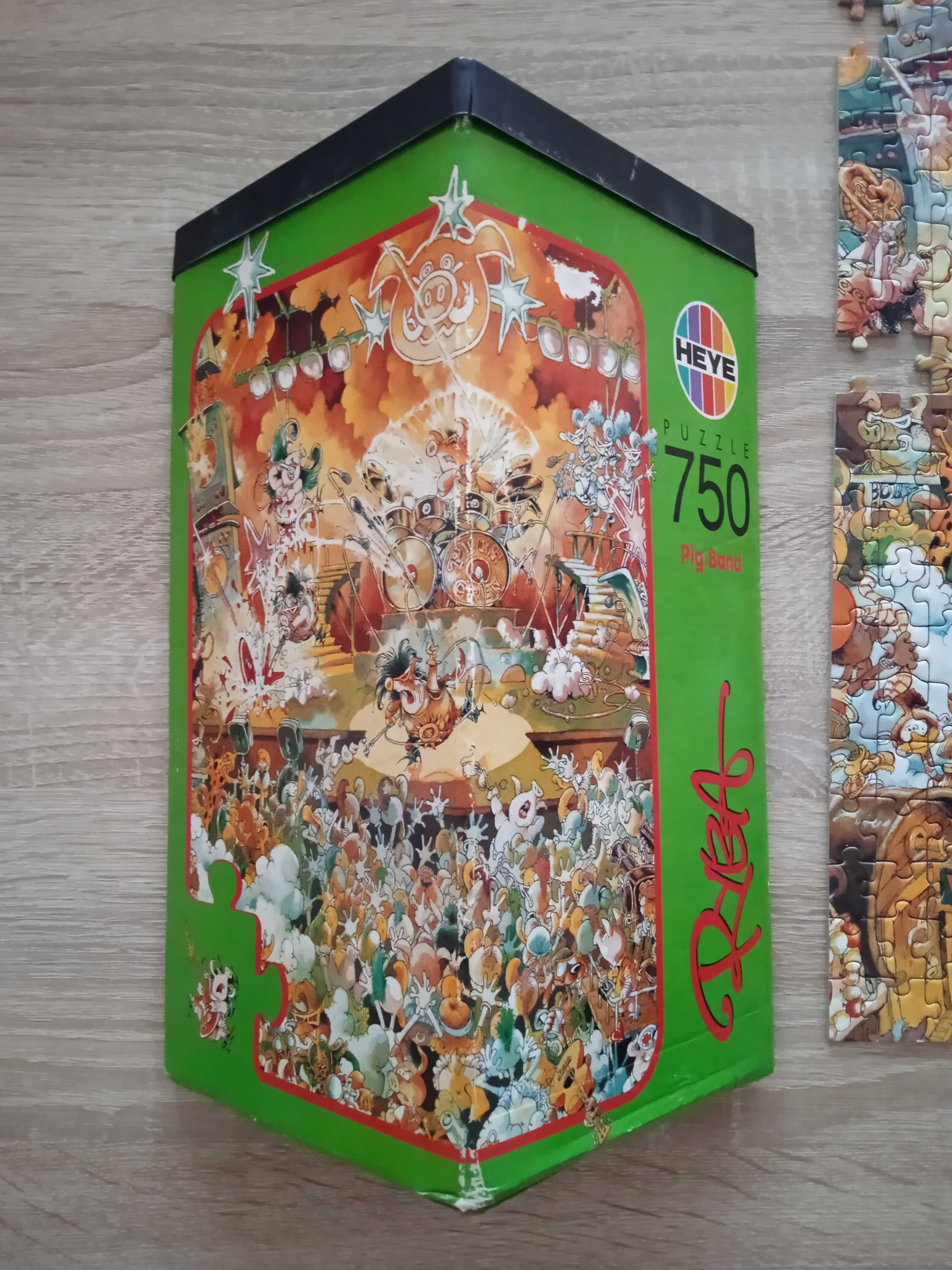 Puzzle świnki 750 brak 24 sztuk + sowa z muszelek figurka gratis