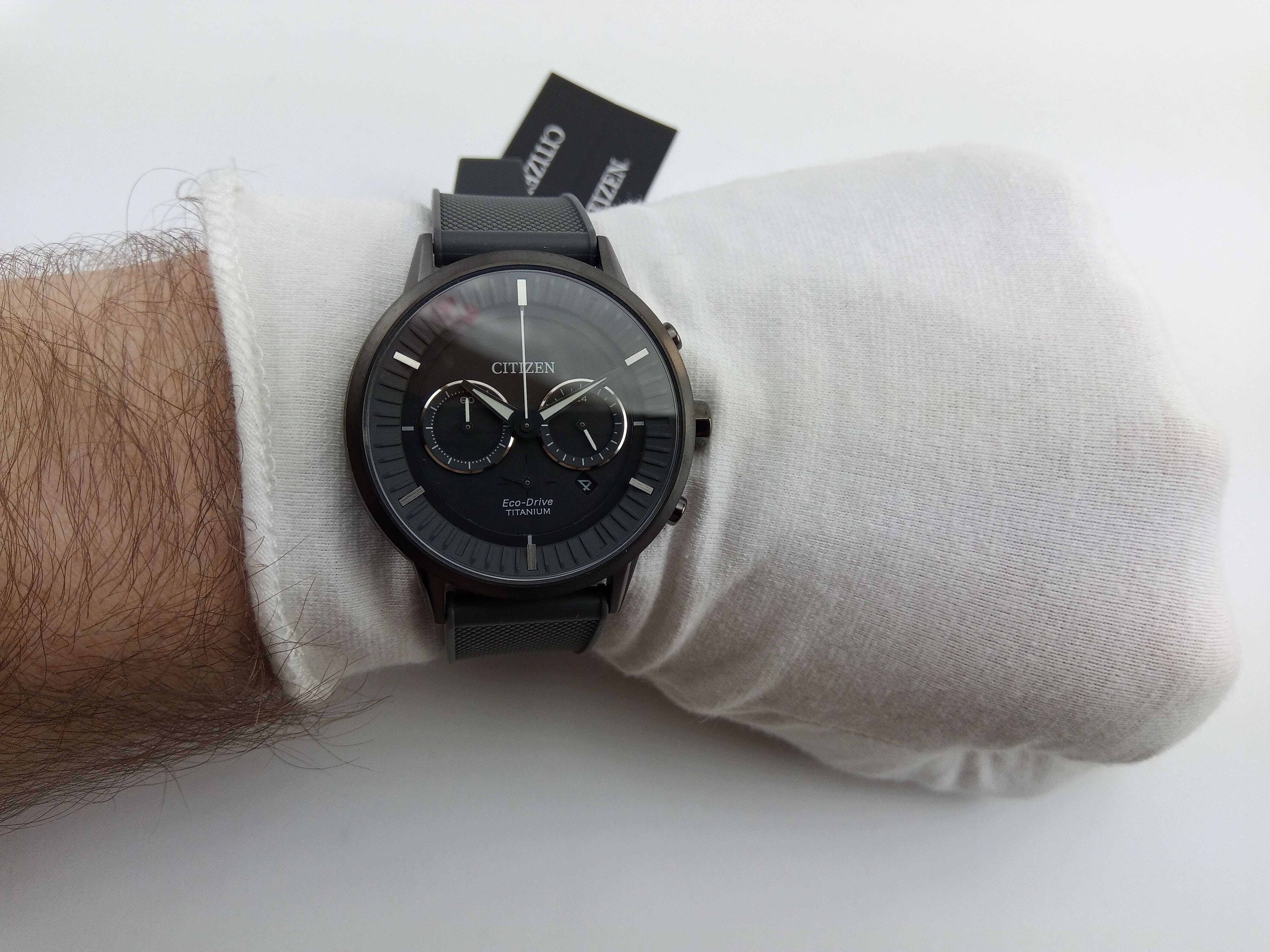Титановые японские мужские часы Citizen CA4405-17H - хронограф, сапфир