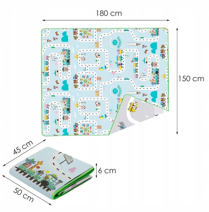Mata Edukacyjna Piankowa Duża Dla Dzieci 180x150cm Składana Dwustronna