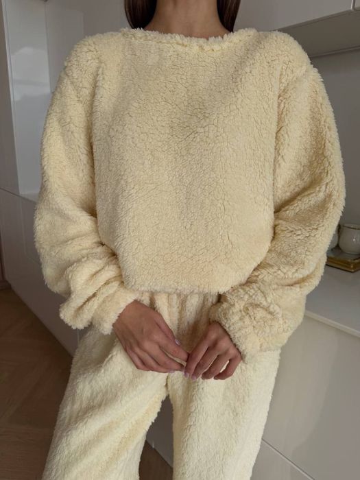 Женская махровая пижама зимняя кофта и штаны с резинкой Махра Тедди