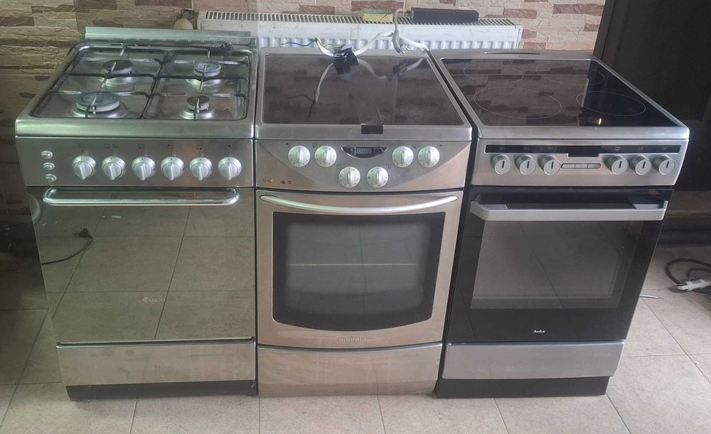 srebrna kuchnia gazowa elektryczna indukcja kilka zdjec i opis