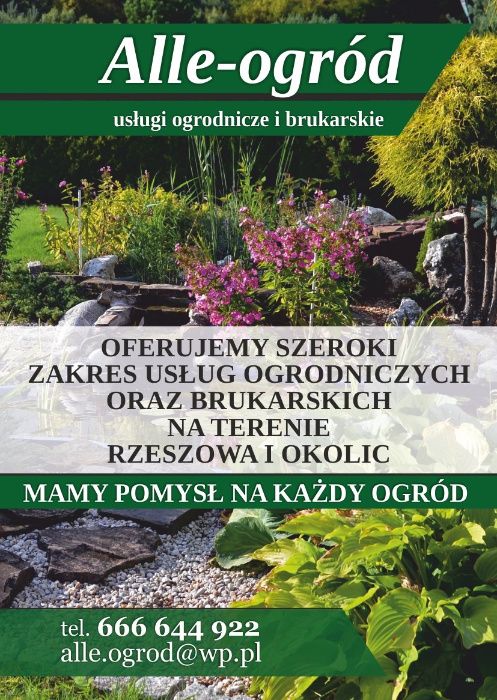 Usługi ogrodnicze zakładanie glebogryzarka separacyjna usługi rębakiem