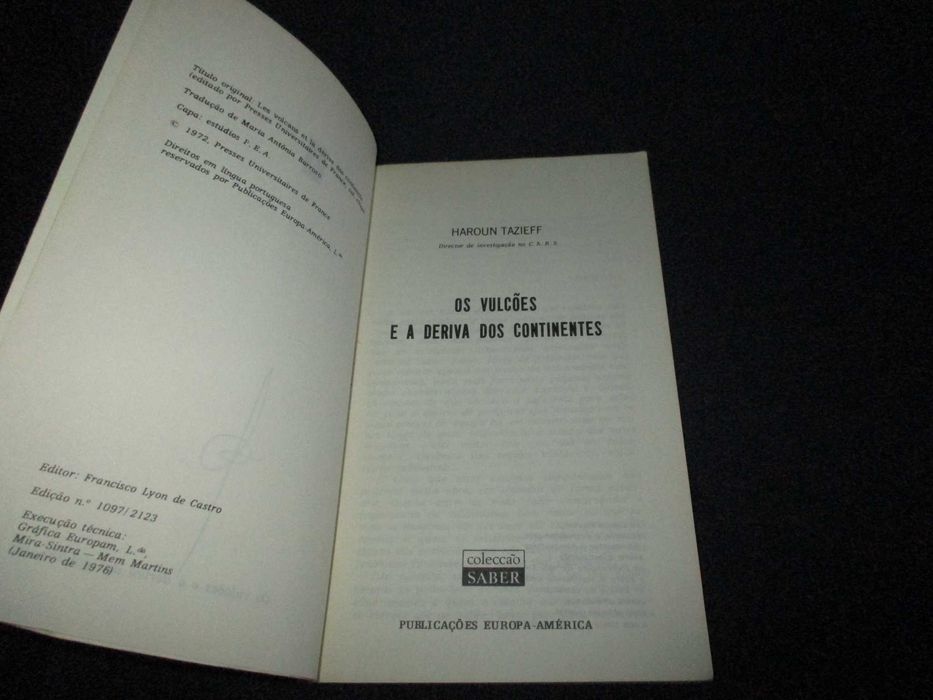 Livro Os vulcões e a deriva dos continentes Haroun Tazieff