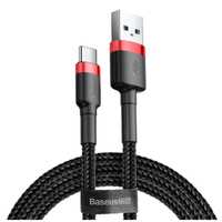 Kabel Nylonowy Baseus Cafule USB-C 3A, czarny/czerwony 0,5m