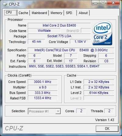 775, core2duo e8400 2 ядра 3 ггц