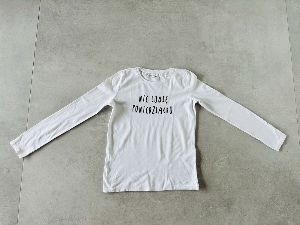 RESERVED biały T-Shirt dziewczęcy z długim rękawem koszulka 152