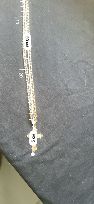 Золотий ланцюжок з крестиком плетіння бісмарк