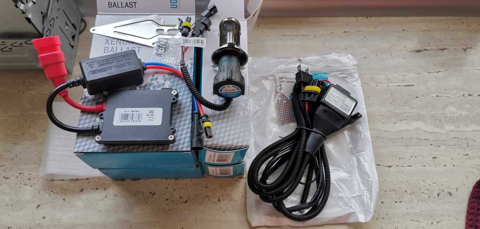 Zestaw Bi Xenon H4 HID 6000K na przekaźniku-przetwornice+żarniki+kable