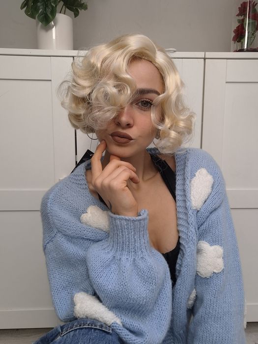 Peruka jasny blond loki Marilyn Monroe cosplay wig premium syntethic h