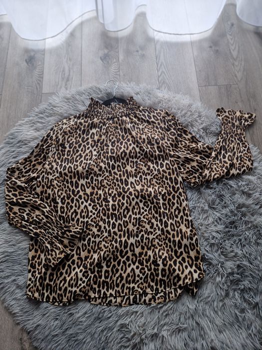 Elegancka damska bluzka w panterkę centki H&M 38/M
