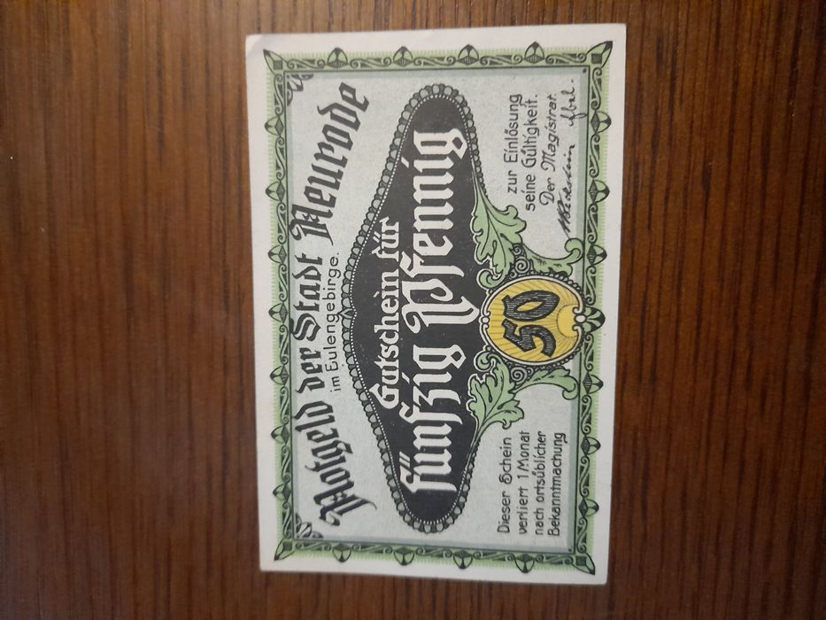 Stary przedwojenny niemiecki orginalny  banknoty zastępczy