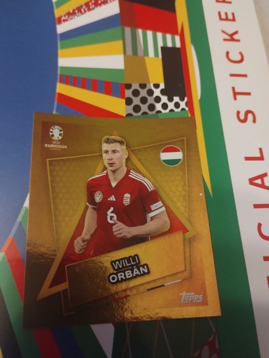Topps euro 2024 rzadka złota naklejka willi Orban Hun sp