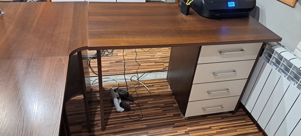 Biurko narożne rogowe z kontenerami 192x155x78