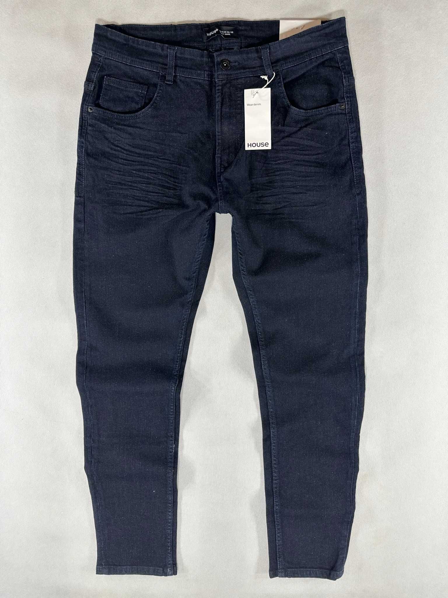 HOUSE jeans slim fit ciemnogranatowe W34L32 90cm