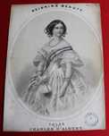 Rainha D. Estefânia mulher D. Pedro V, capa de pauta de música