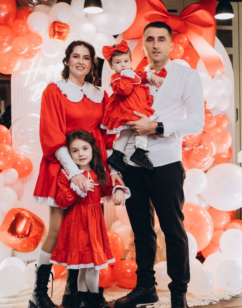 Family look, фемелі лук на рочок. Плаття мама + 2 донечки