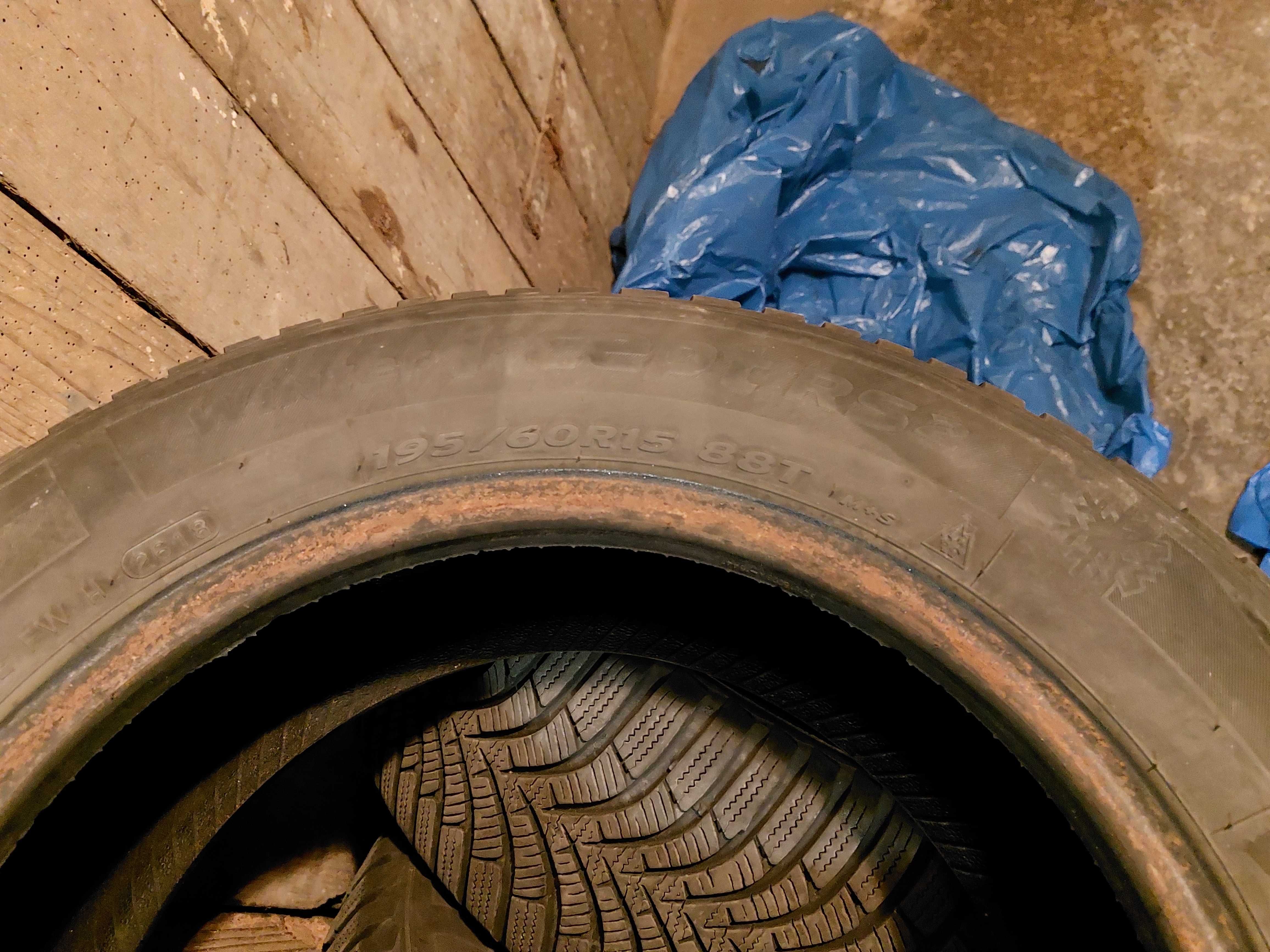 Opony zimowe Hankook 195/60 R15, 6mm, b.dobry stan