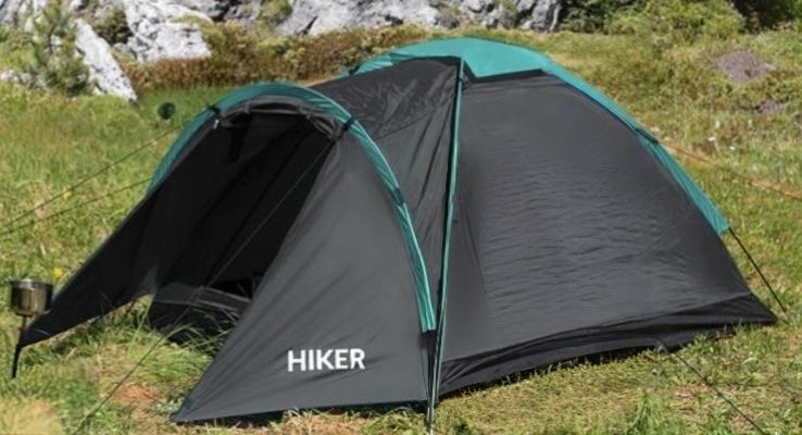 Namiot Turystyczny Kempingowy 2 osobowy Wodoodporny Czarny