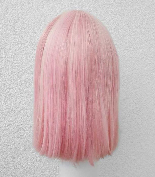 Różowa peruka z blond pasemkami przedziałek Lace Front cosplay wig