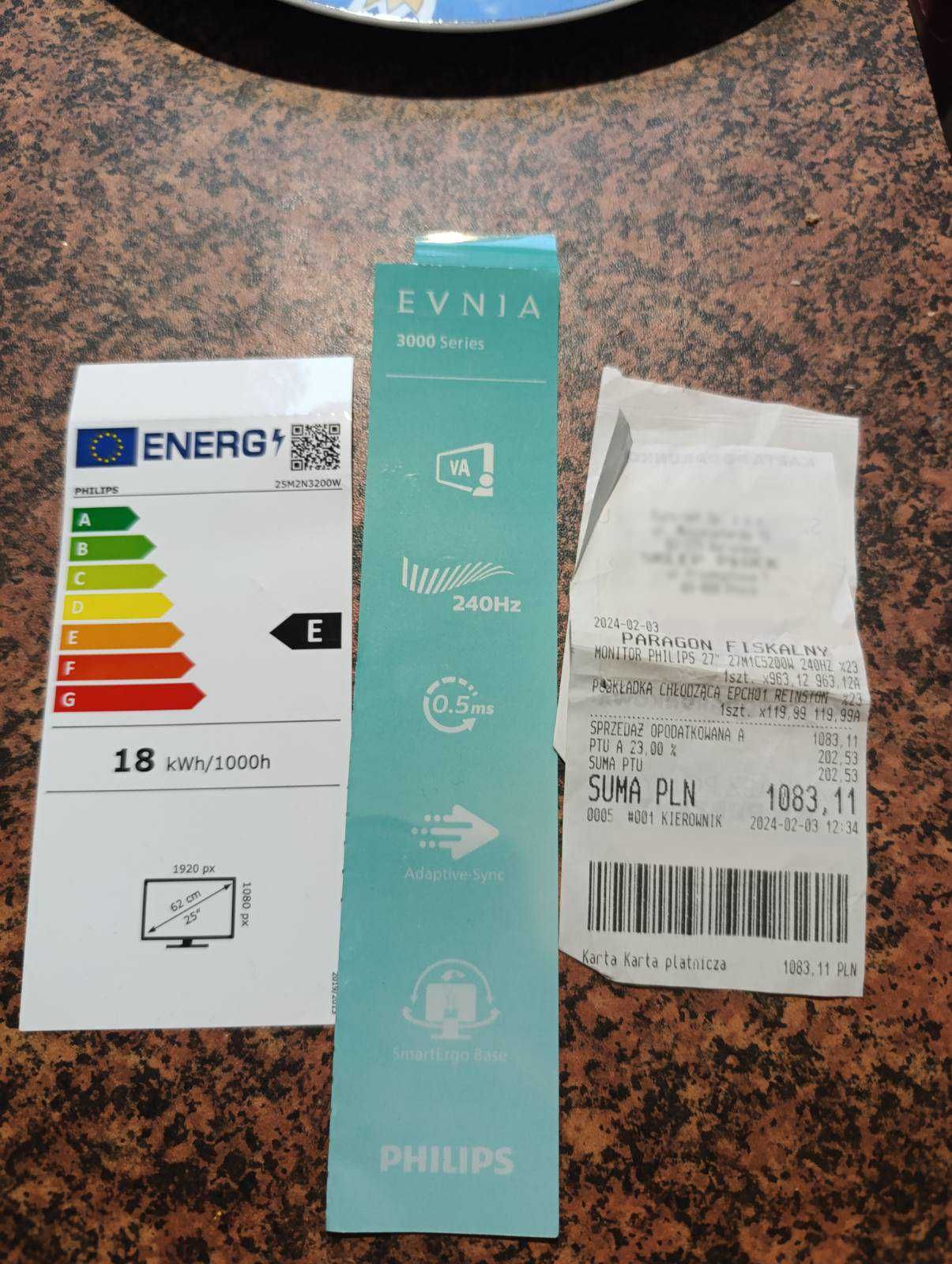 Monitor PHILIPS,  Ekran 27 cali, dla gracza 240Hz (uszkodzony)