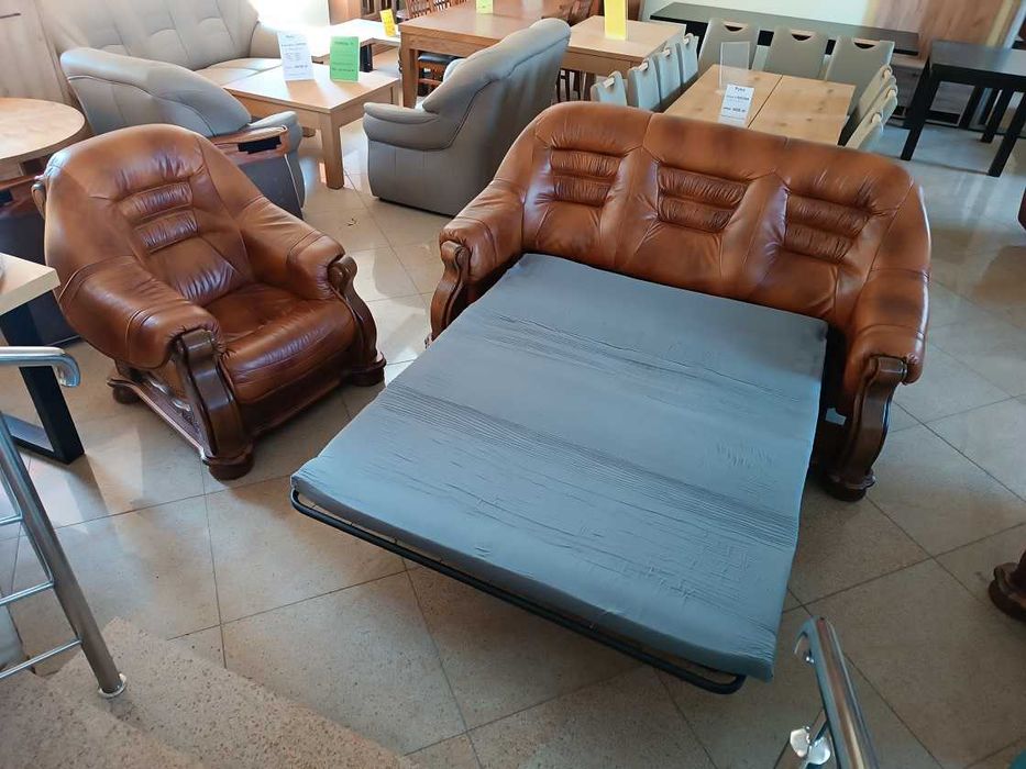 Nowy Komplet CEZAR 3R+1+1, Skóra Naturalna, -50% Outlet = Meble Pyka