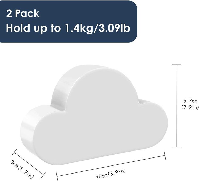 Magnetyczny wieszak na klucze chmurka 2 szt. – biały organizer ścienny