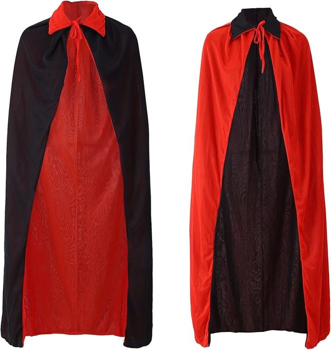 Czarno Czerwona Peleryna 120Cm Długości 140-160Cm Wzrostu