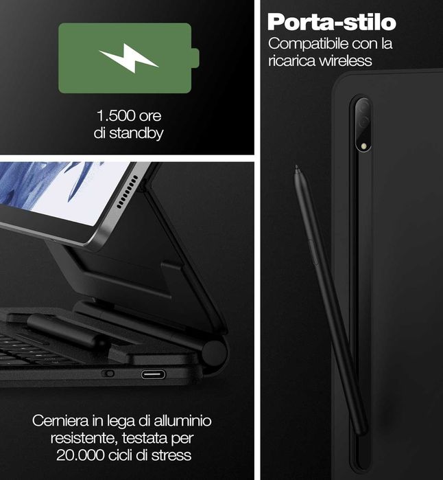 Dexnor Etui z klawiaturą do Samsung Galaxy Tab12,4" Włoski układ QWERT