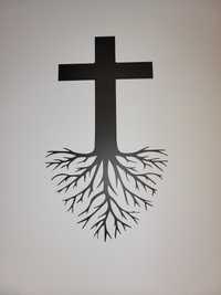 Naklejka na ścianę krzyż z korzeniami
