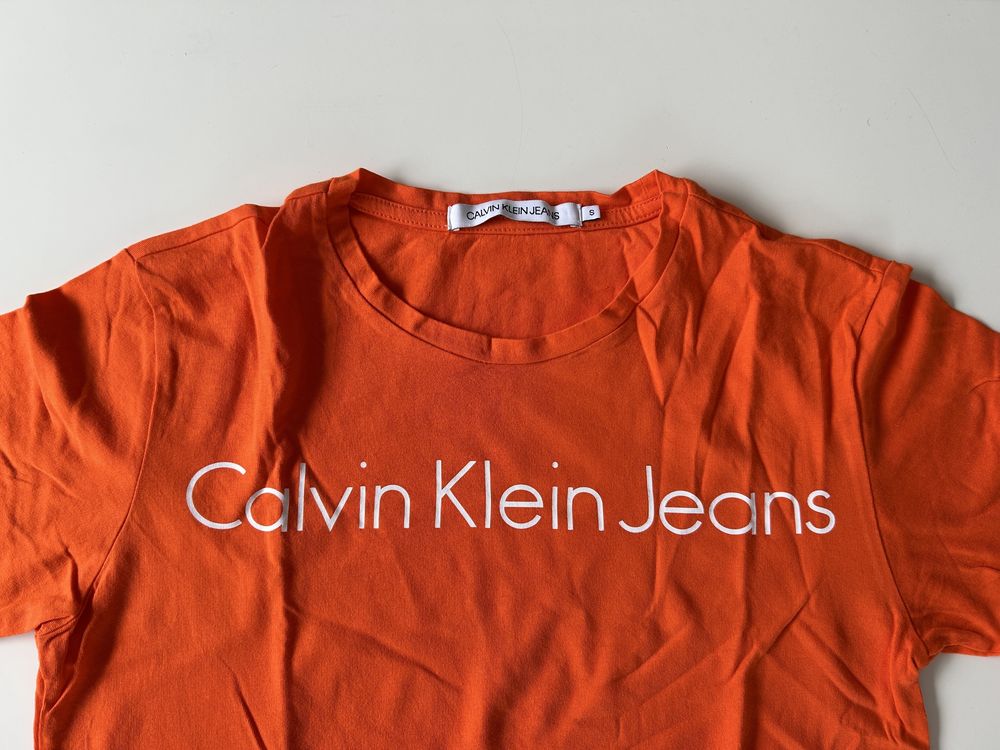 Koszulka męska calvin klein pomarańczowa rozmiar S