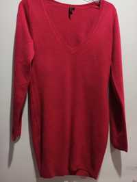 Sweter tunika w kolorze malinowym  M 38