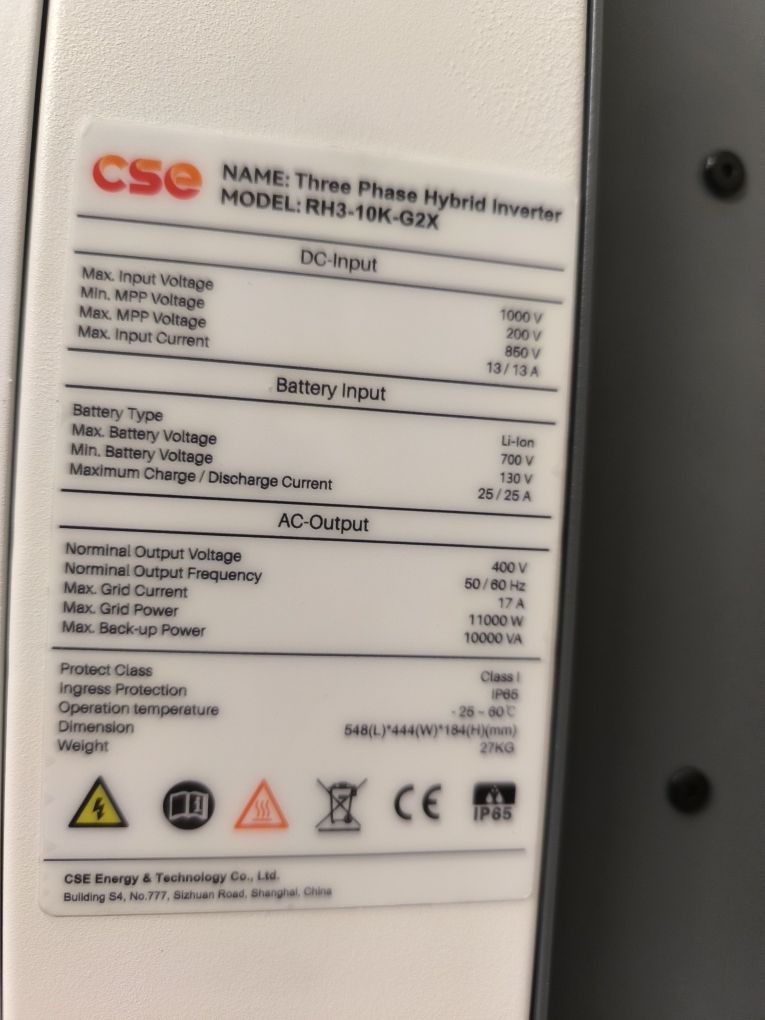 Hybrydowy falownik cse rh3-10k-g2x 10kw